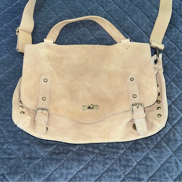 Free People Purse Bag Mojave Messenger Crossbody Leather Suede Tan Beige Boho - Picture 5 of 16